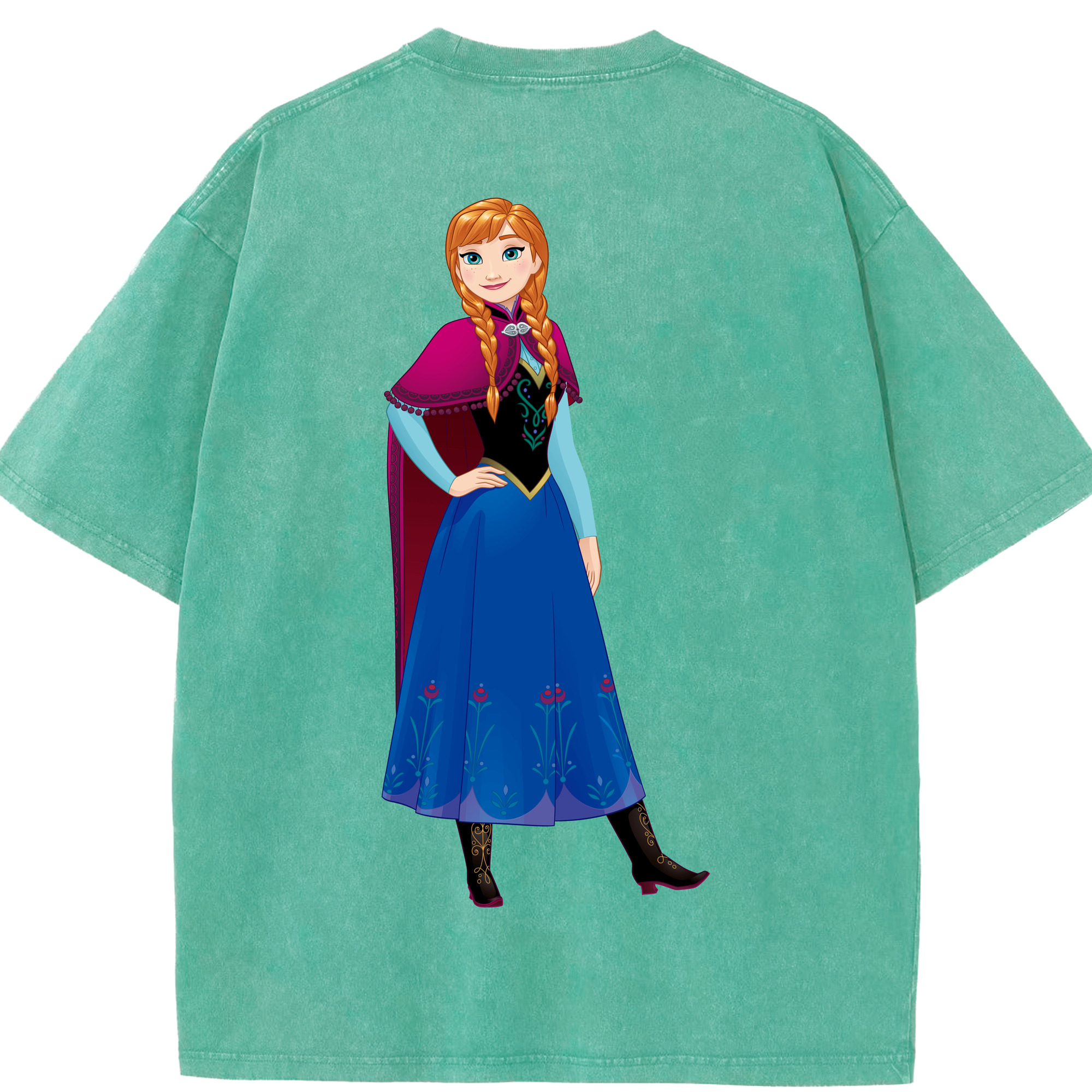 （画像用） アナと雪の女王 アンナ エルサ Frozen Anna Elsa 綿100% ヴィンテージ風 半袖Tシャツ（背面プリント）